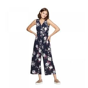 NWT Xhilaration Floral Print Sleeveless V-Neck Smocked Waist Jumpsuit